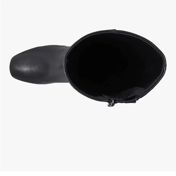 NEW EASY SPIRIT Black Leather Knee Boots Sz 10 Round Toe Block Heel Side Zip - Picture 4 of 12